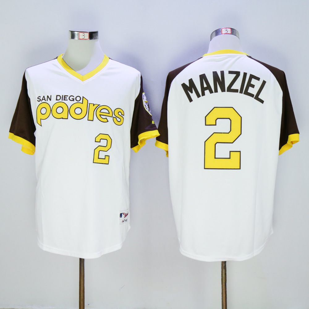 Men San Diego Padres 2 Manziel White Throwback 1978 MLB Jerseys